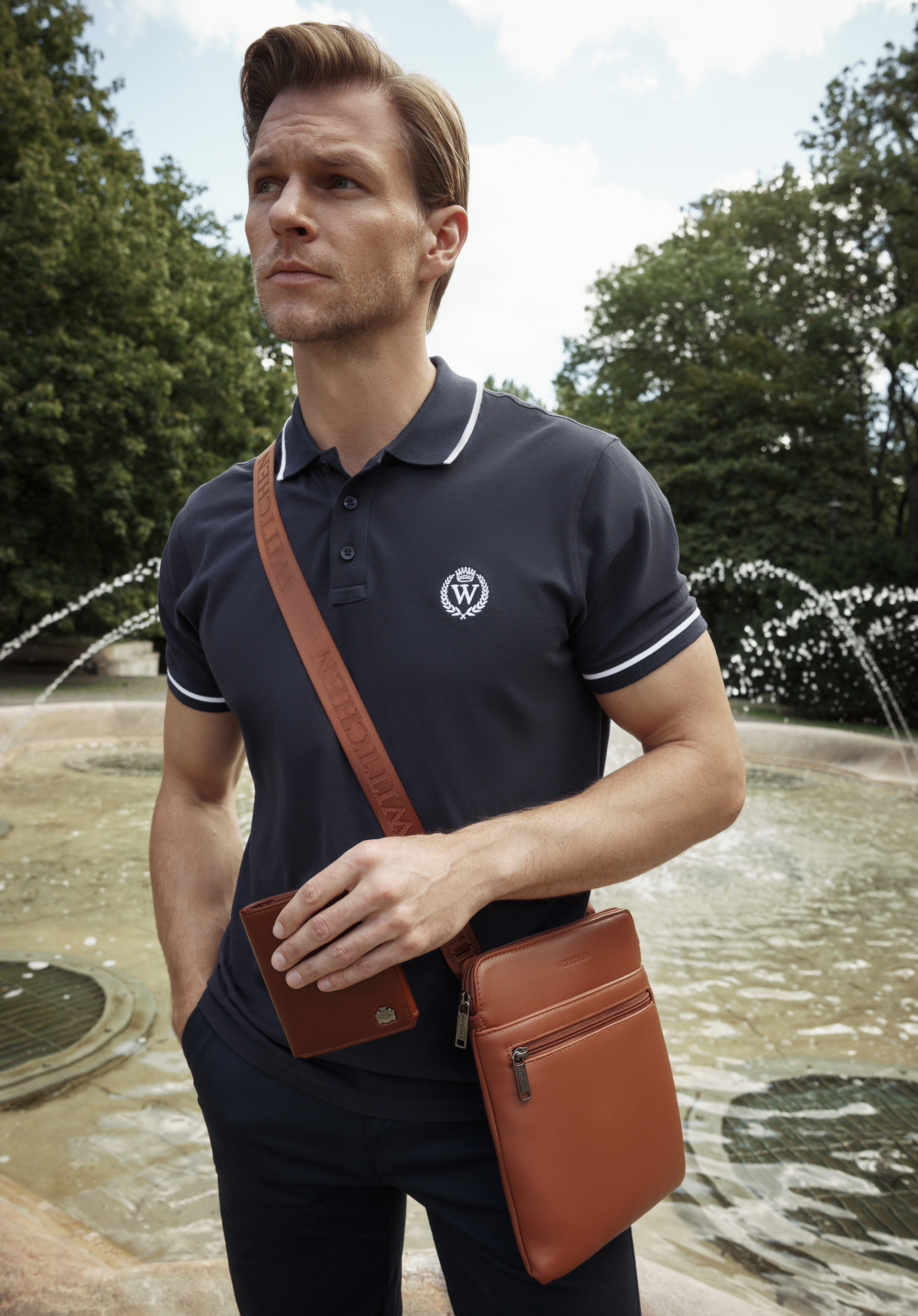 Geantă de bărbați din piele artificială, maro, 100-4P-908-5, Fotografie 1