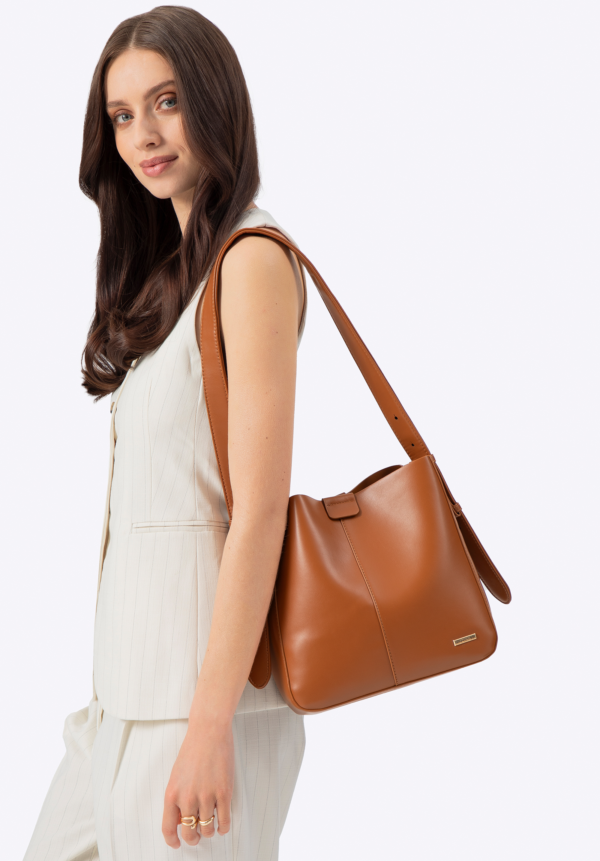 Geantă pentru femei din imitație de piele, maro, 100-4Y-212-5, Fotografie 1