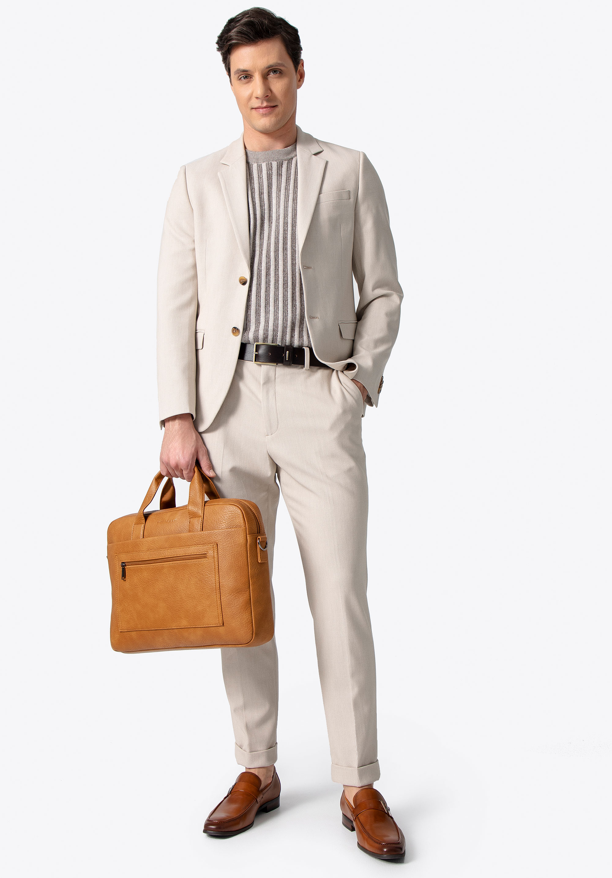 Geantă pentru laptop de 17'''' din piele artificială, maro, 100-3P-913-5, Fotografie 1