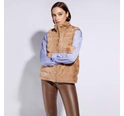 Vestă de damă din blană artificială, maro, 95-9W-102-5-L, Fotografie 1