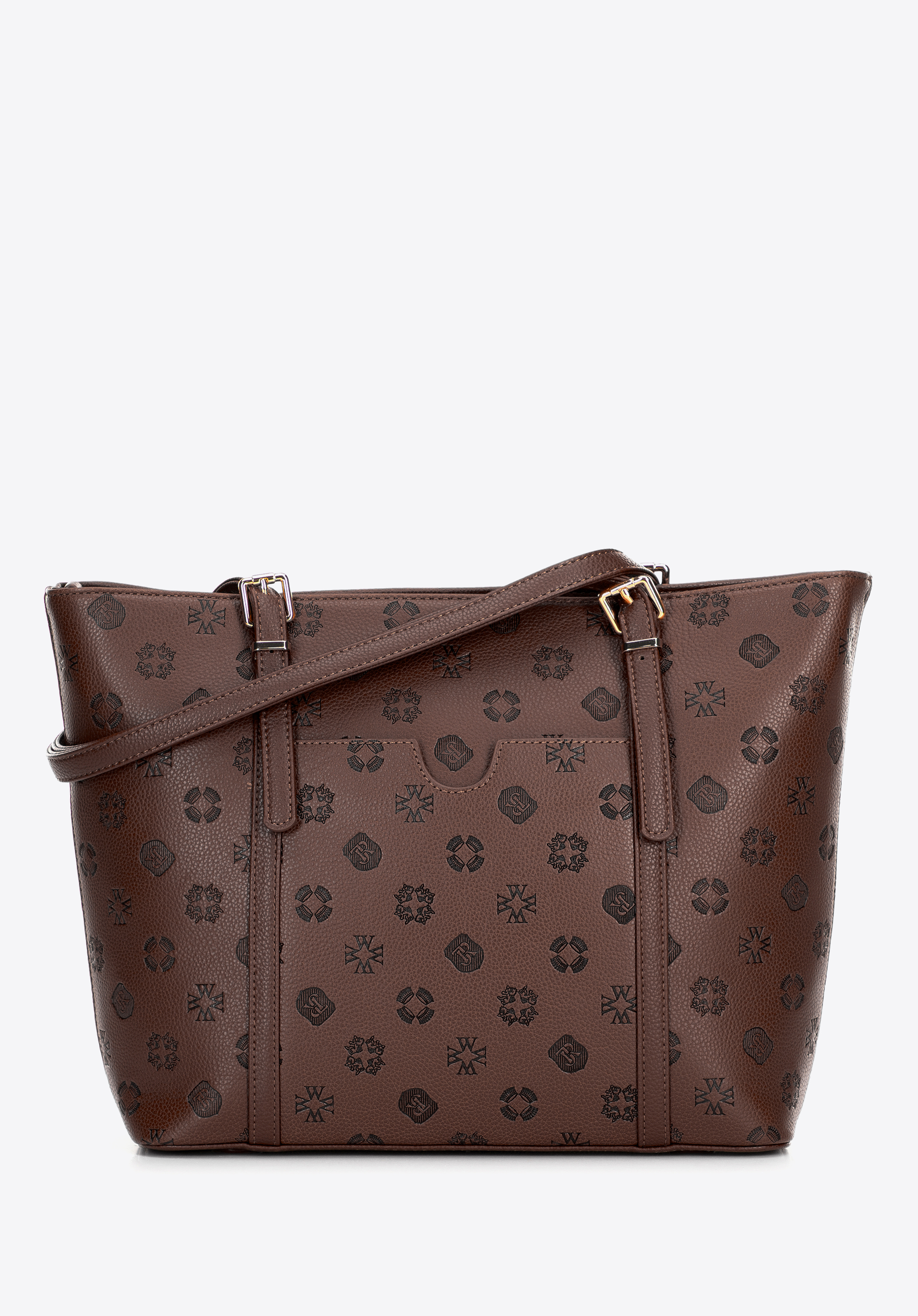 Geantă de damă din piele ecologică cu relief, maro închis, 101-4Y-P05-4, Fotografie 1