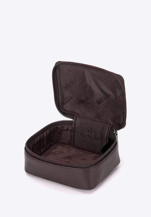 Geantă mini din piele în formă de cutie, maro închis, 98-2-003-Y, Fotografie 3