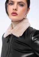 Jachetă din piele pentru femei, căptușită cu blană falsă, maro închis, 97-09-802-4-XL, Fotografie 6