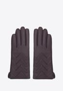 Mănuși de damă din piele matlasată în zig-zag, maro închis, 39-6A-008-2-XL, Fotografie 3