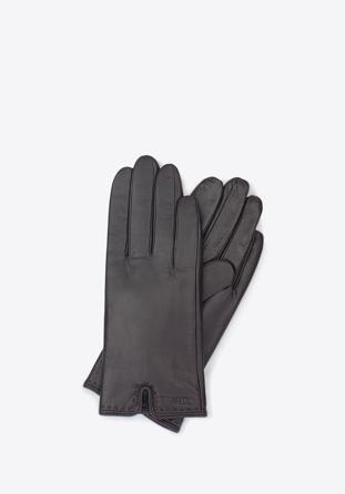 Mănuși de piele de damă cu decupaj, maro închis, 39-6L-213-BB-X, Fotografie 1