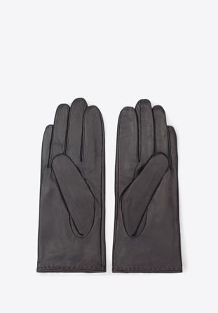 Mănuși de piele de damă cu decupaj, maro închis, 39-6L-213-BB-L, Fotografie 1