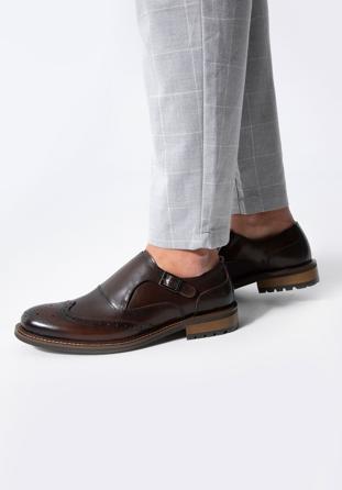 Pantofi din piele pentru bărbați, maro închis, 98-M-714-5-44, Fotografie 1