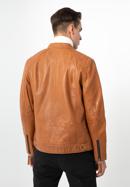 Jachetă din piele pentru bărbați cu cusături verticale și guler înalt, maro, 97-09-253-1-L, Fotografie 5