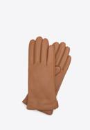 Mănuși de damă din piele netedă, maro, 44-6A-003-2-M, Fotografie 1