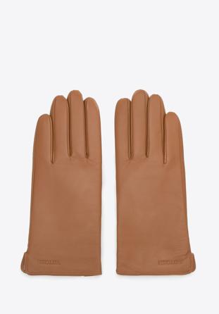 Mănuși de damă din piele netedă, maro, 44-6A-003-5-L, Fotografie 1