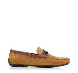 Mocasini bărbătești din piele întoarsă cu o cataramă decorativă, maro, 94-M-502-5-44, Fotografie 1