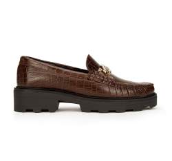 Mocasini de damă din piele cu lanț și cu talpă groasă, maro, 93-D-531-4-41, Fotografie 1
