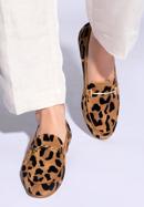 Mocasini de damă din piele de căprioară cu imprimeu leopard și detaliu cu cataramă, maro, 96-D-108-5-38, Fotografie 15