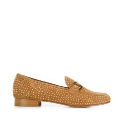 Mocasini de dama din piele intoarsa cu nituri, maro, 94-D-106-5-37, Fotografie 1