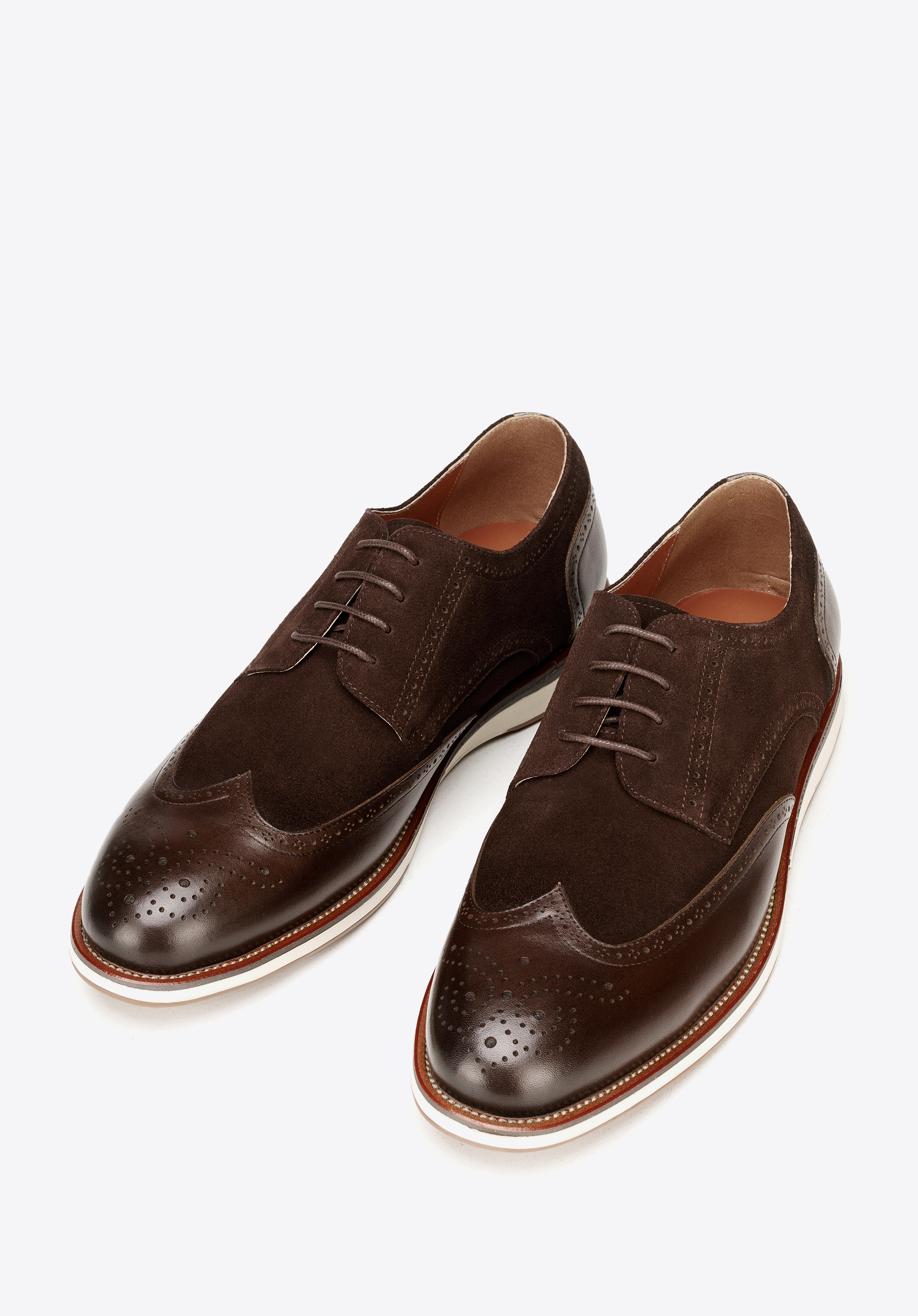 Brogues de piele întoarsă pentru bărbați cu talpa contrastanta