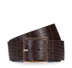 Curea lată de damă din piele croco, maro închis, 95-8D-805-4-XL, Fotografie 1