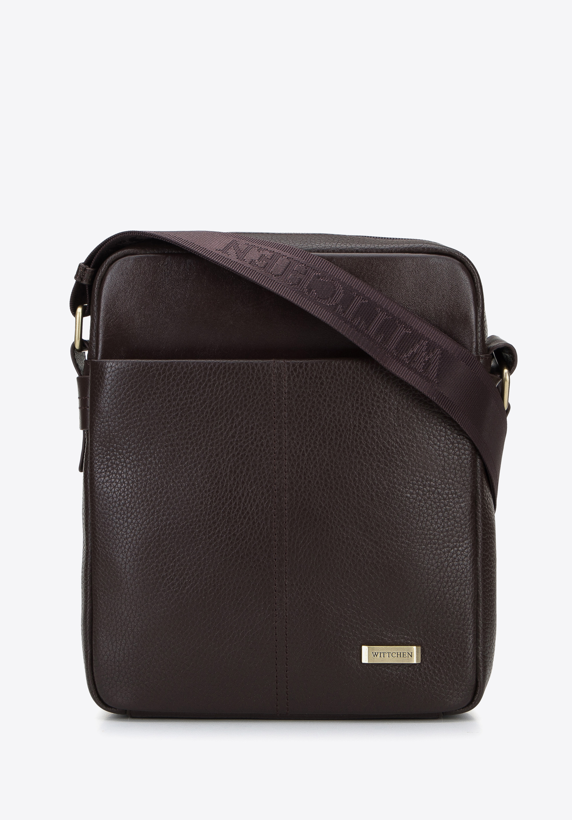 Geanta messenger pentru barbati din piele cu doua texturi, maro închis, 96-4U-803-4, Fotografie 1