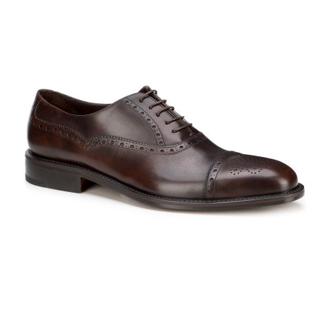 Pantofi de tip brogues din piele pentru bărbați, maro închis, BM-B-586-4-45_5, Fotografie 1