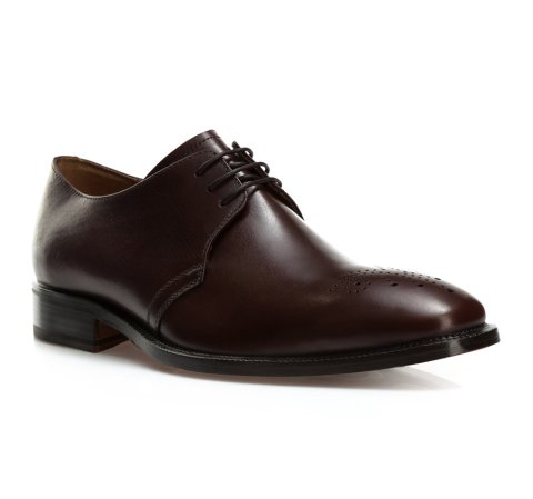 Pantofi derby din piele, maro închis, BM-B-580-4-40, Fotografie 1