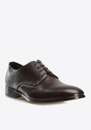 Pantofi Derby din piele pentru bărbați, maro închis, BM-B-574-4-45, Fotografie 1