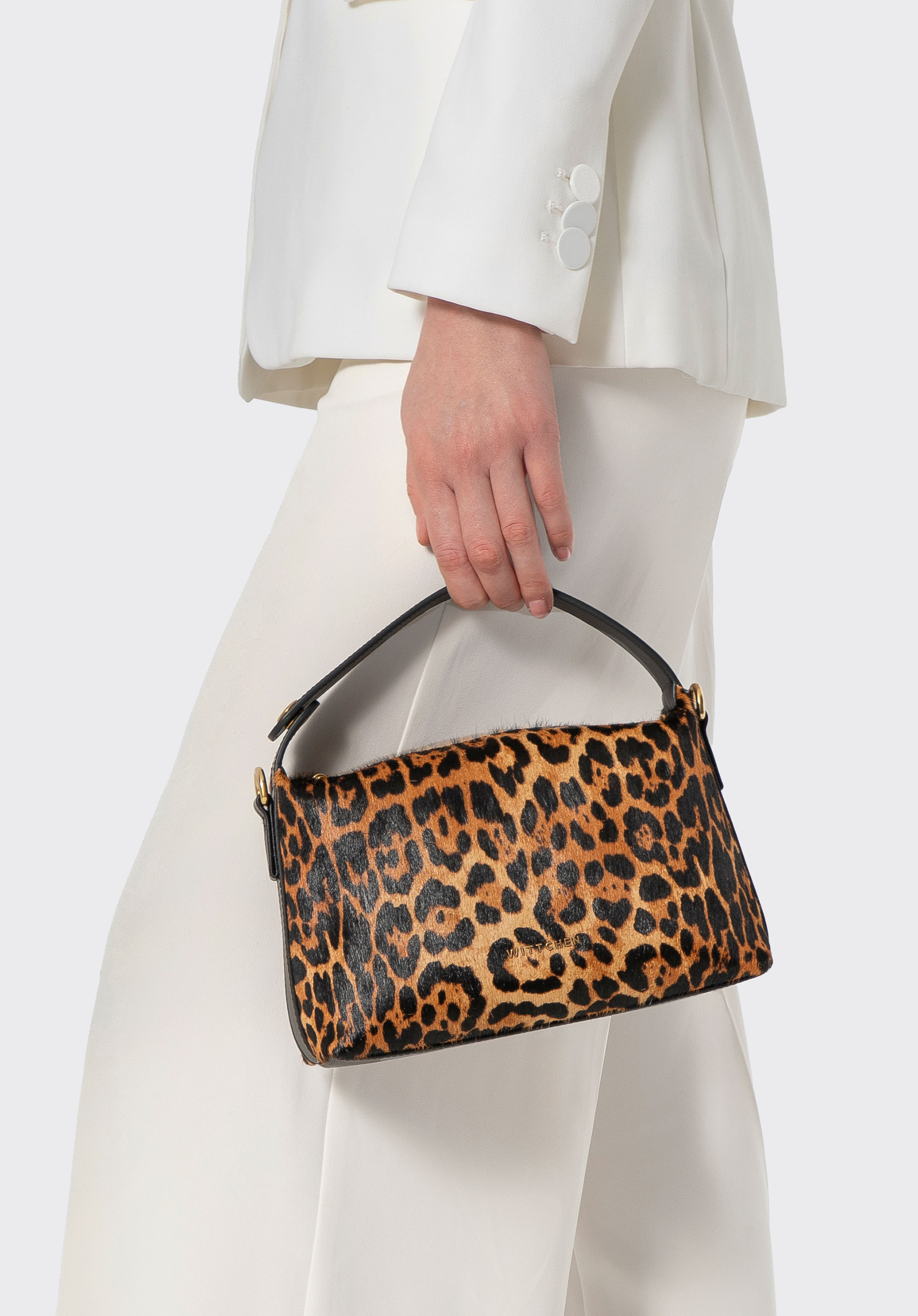 Geantă mini tote din piele cu imprimeu animal, maro - negru, 102-4E-603-4, Fotografie 1