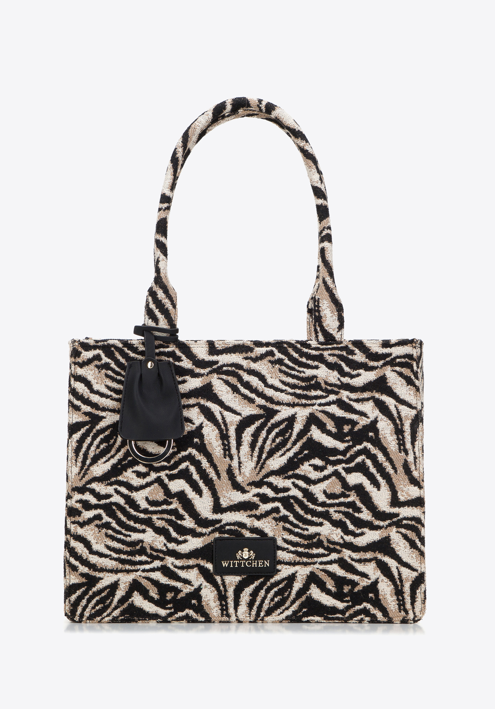 Geantă shopper din bumbac cu imprimeu animal print, maro - negru, 97-4E-504-X4, Fotografie 1