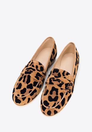 Pantofi de damă din piele de căprioară cu curea decorativă., maro - negru, 98-D-101-1-37_5, Fotografie 1