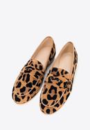 Pantofi de damă din piele de căprioară cu curea decorativă., maro - negru, 98-D-101-1-36, Fotografie 2