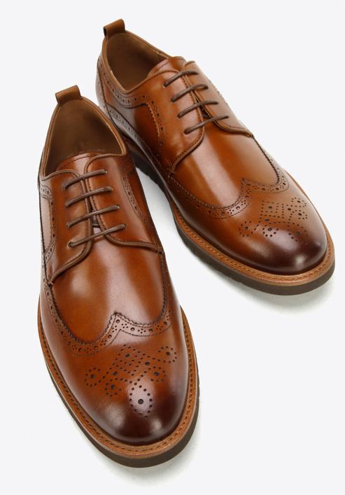 Pantofi barbați Brogue din piele cu talpă ușoară, maro, 96-M-501-5-44, Fotografie 8