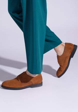 Pantofi bărbătești derby din piele întoarsă ștanțată, maro, 94-M-905-5-42, Fotografie 1