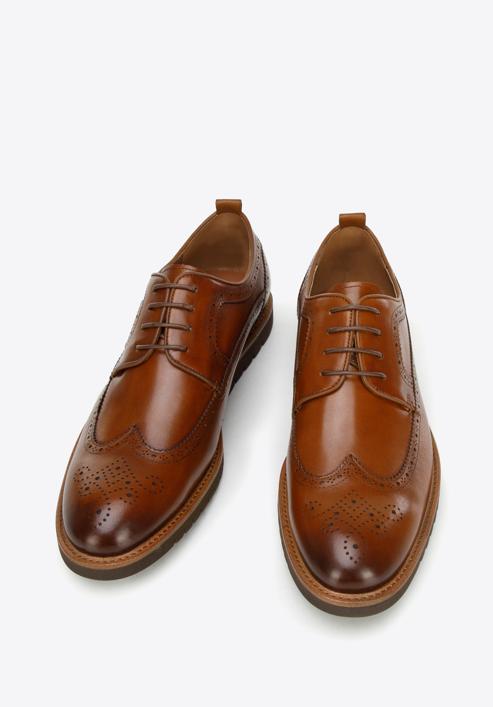 Pantofi barbați Brogue din piele cu talpă ușoară, maro, 96-M-501-1-44, Fotografie 3