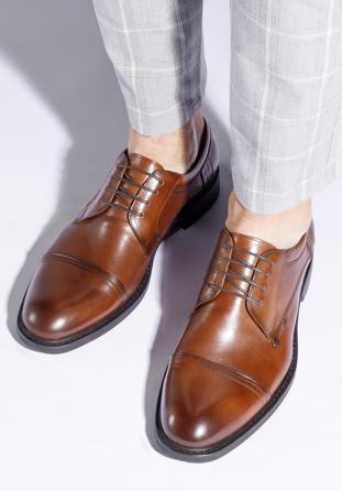 Pantofi bărbați Derby clasic din piele, maro, 95-M-503-5-41, Fotografie 1