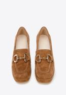 Pantofi cu platformă din piele de căprioară, cu detalii cu cataramă, maro, 96-D-509-9-37, Fotografie 2