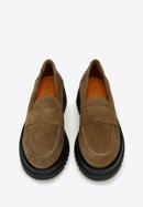 Pantofi cu platformă din piele de căprioară pentru femei, maro, 97-D-303-4-36, Fotografie 3