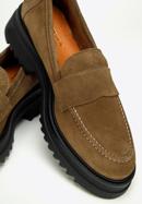 Pantofi cu platformă din piele de căprioară pentru femei, maro, 97-D-303-4-36, Fotografie 8