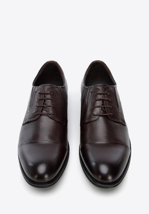 Pantofi derby de bărbați din piele cu elastice cusute, maro, 96-M-507-4-44, Fotografie 2