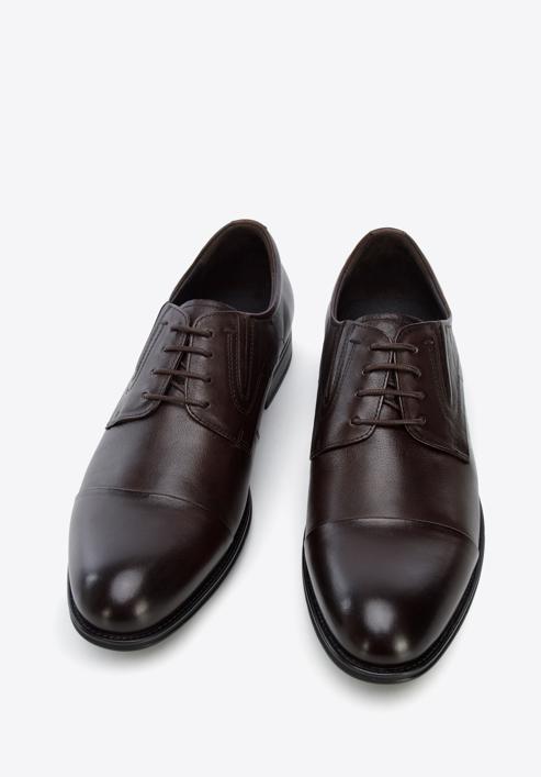 Pantofi derby de bărbați din piele cu elastice cusute, maro, 96-M-507-N-39, Fotografie 3