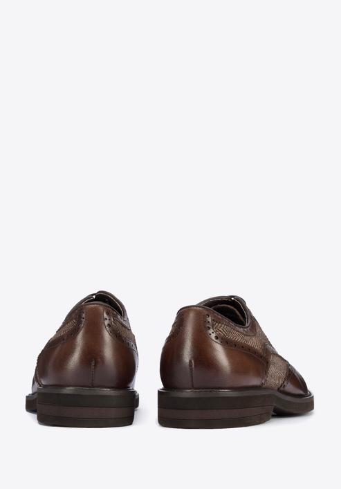 Pantofi pentru bărbați Brogue din piele cu motiv în formă crenguță de brad, maro, 95-M-501-4-41, Fotografie 4