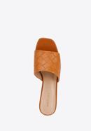 Papuci de damă din piele ecologică împletită, cu toc, maro, 94-DP-203-5-35, Fotografie 4