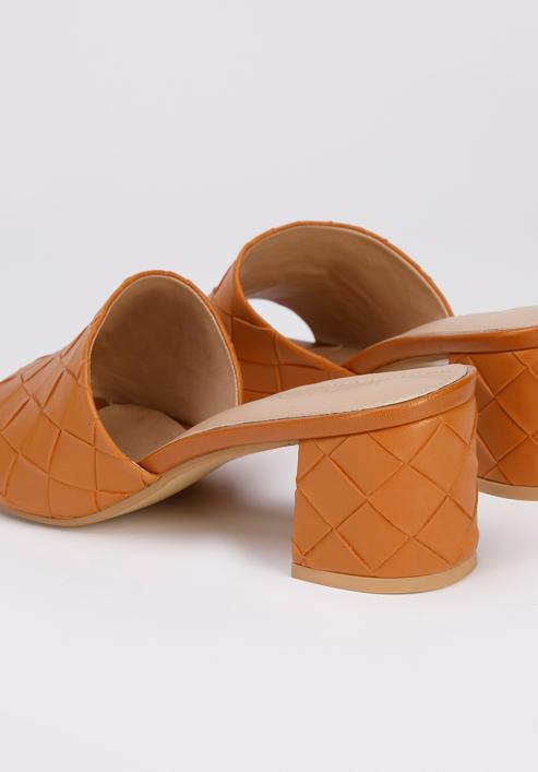 Papuci de damă din piele ecologică împletită, cu toc, maro, 94-DP-203-5-35, Fotografie 8