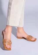 Papuci din piele pentru femei cu cataramă strălucitoare, maro, 96-D-511-1-37, Fotografie 15