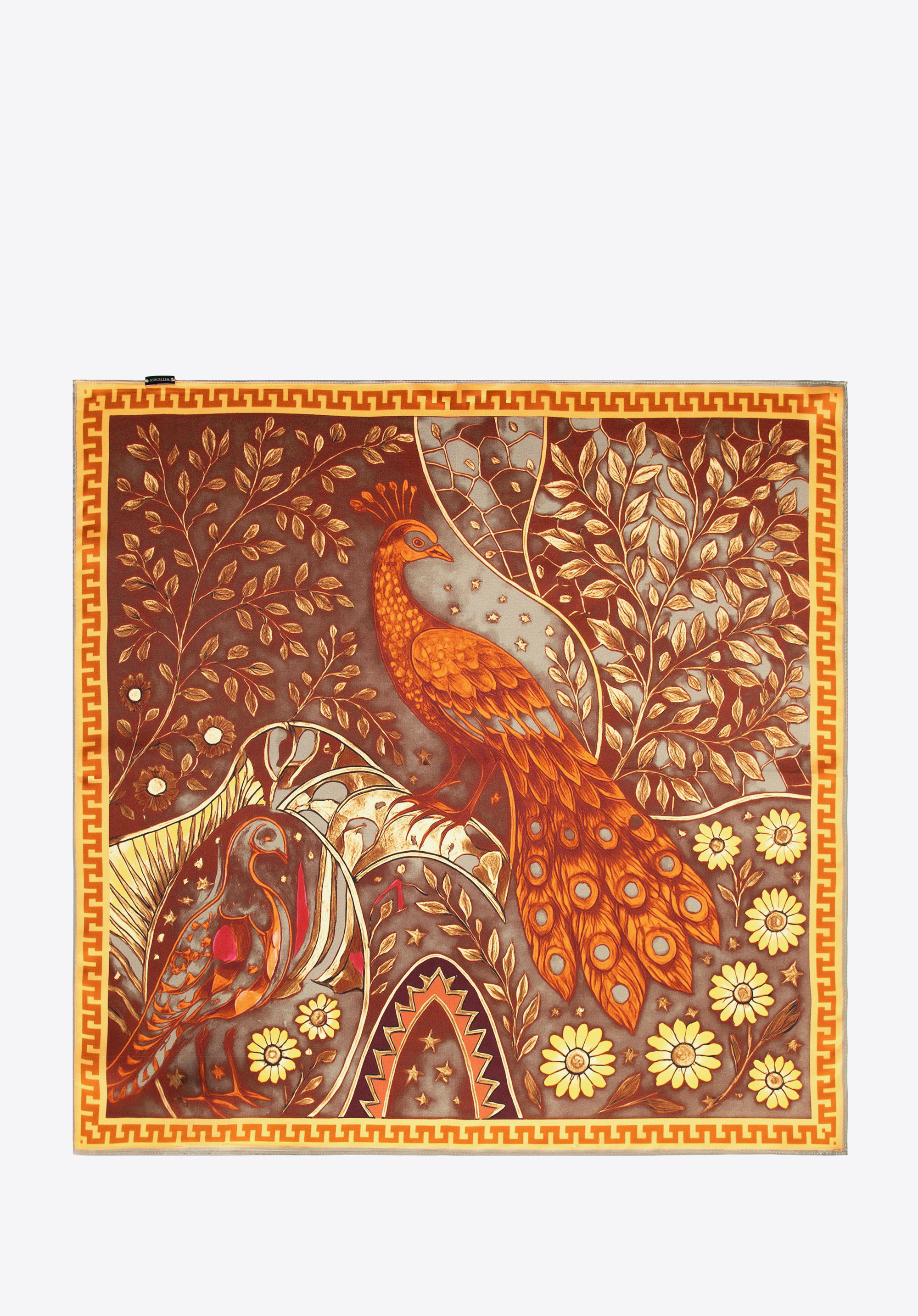 Șal de mătase pentru femei cu imprimeu decorativ, maro - portocaliu, 103-7D-S01-X7, Fotografie 1
