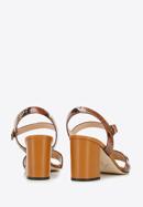 Sandale din piele cu toc, cu cataramă, maro, 94-D-110-5-40, Fotografie 5