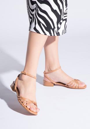 Sandale din piele pentru femei cu curele subțiri și nod