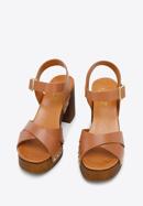 Sandale din piele pentru femei cu curele transversale, maro, 96-D-250-5-41, Fotografie 2