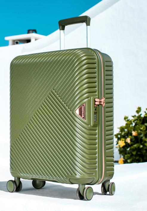 Valiză cabina din policarbonat cu dungi, măsliniu, 56-3P-841-85, Fotografie 20