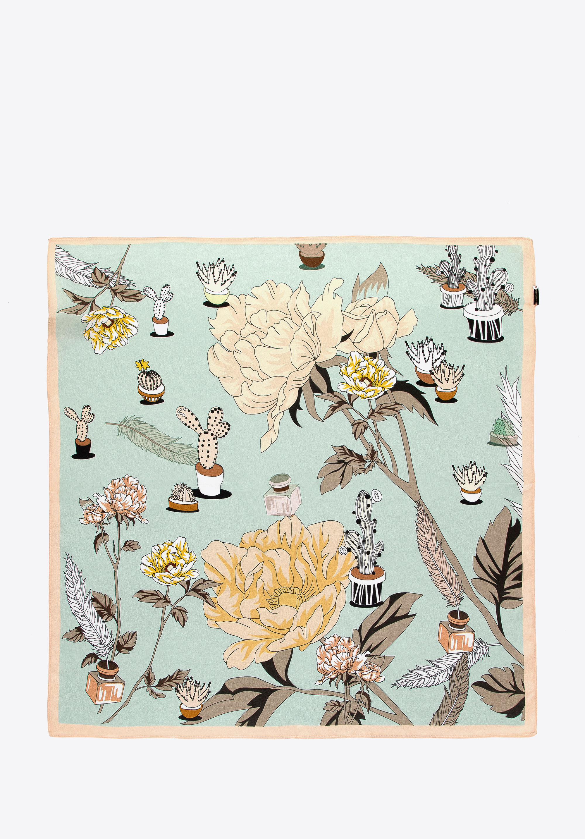 Dámský šátek s hedvábným vzorem, máta, 98-7D-S01-X1, Obrázek 1