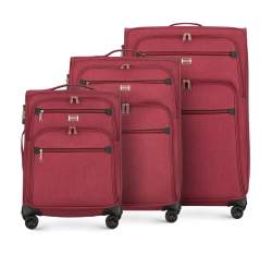 Puha bőrönd szett piros cipzárokkal, sötét vörös, 56-3S-50S-31, Fénykép 1