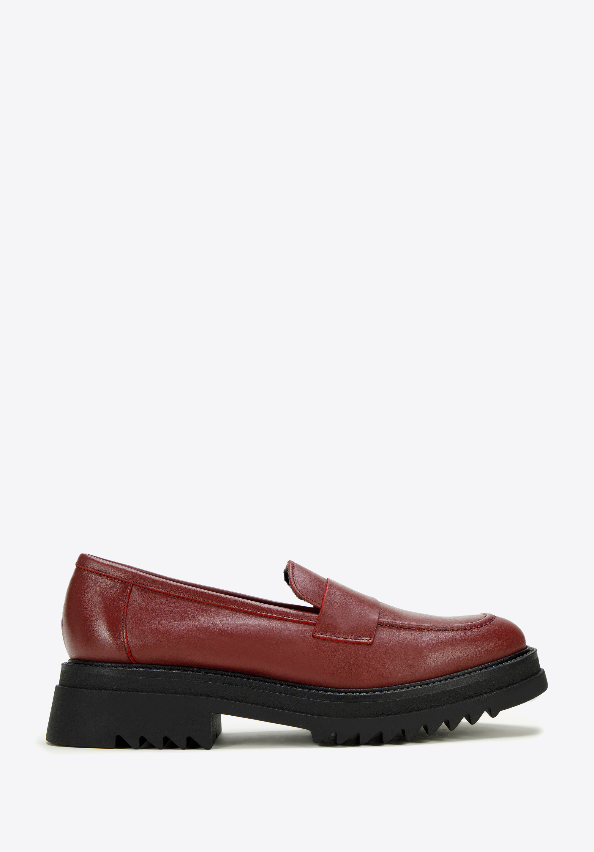 Női bőr platform loafer cipő, meggy piros, 97-D-302-3-39, Fénykép 1