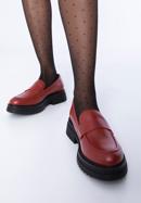 Női bőr platform loafer cipő, meggy piros, 97-D-302-3-39, Fénykép 15